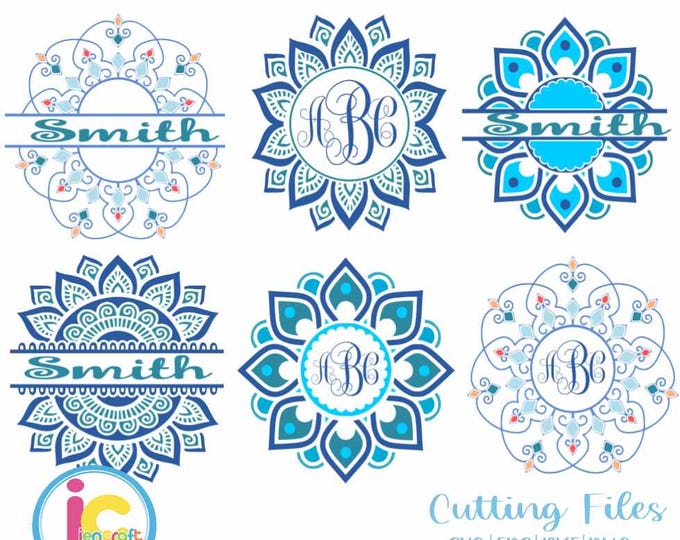 Ethnic Mandala SVG Pattern Round Monogram Frame, Indian Boho svg Zentangle svg dxf eps svg png Cricut, Silhouette designs for cricut