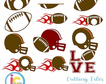 Football SVG Bundle: Monogram Frames, Helmet, LOVE Design (Digital Design)