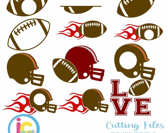 Football SVG, Football Monogram Frames, Split frame Football Mom, LOVE Helmet Svg, eps, dxf, png Silhouette, Cricut digital design