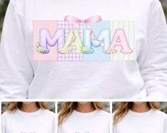 Floral Mama Gigi Mimi Nana PNG, Coquette Bow Pastel Patchwork Sublimation Design (Digital Download)