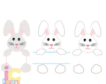 Easter svg floppy ears Bunny Monogram frame svg, bunny ear Easter Bunny Monogram svg, Monogram split Frames Svg Dxf Eps Silhouette Cricut