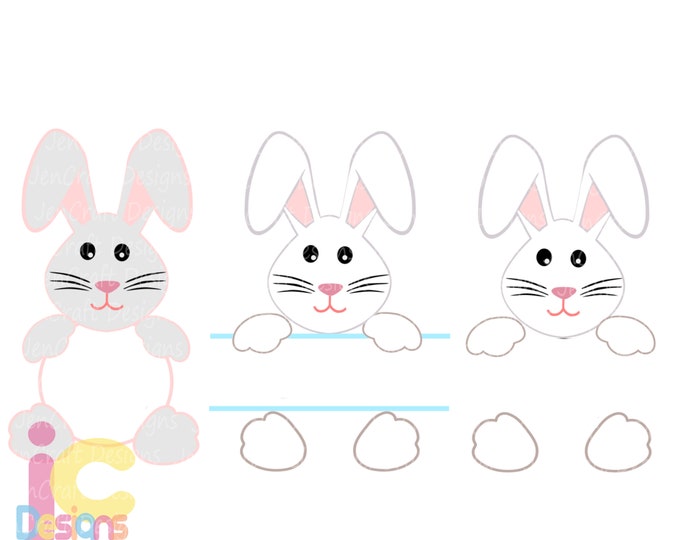 Easter svg floppy ears Bunny Monogram frame svg, bunny ear Easter Bunny Monogram svg, Monogram split Frames Svg Dxf Eps Silhouette Cricut