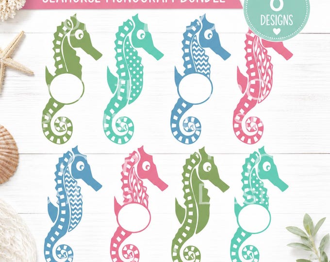 Seahorse SVG Bundle, Summer Beach SVG Cut Files, Nautical Seahorse Pattern SVG, Cricut Silhouette Digital Cut Files