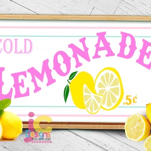 Lemonade Stand Sign Art: Fresh Lemon SVG Cut File (Digital Download)