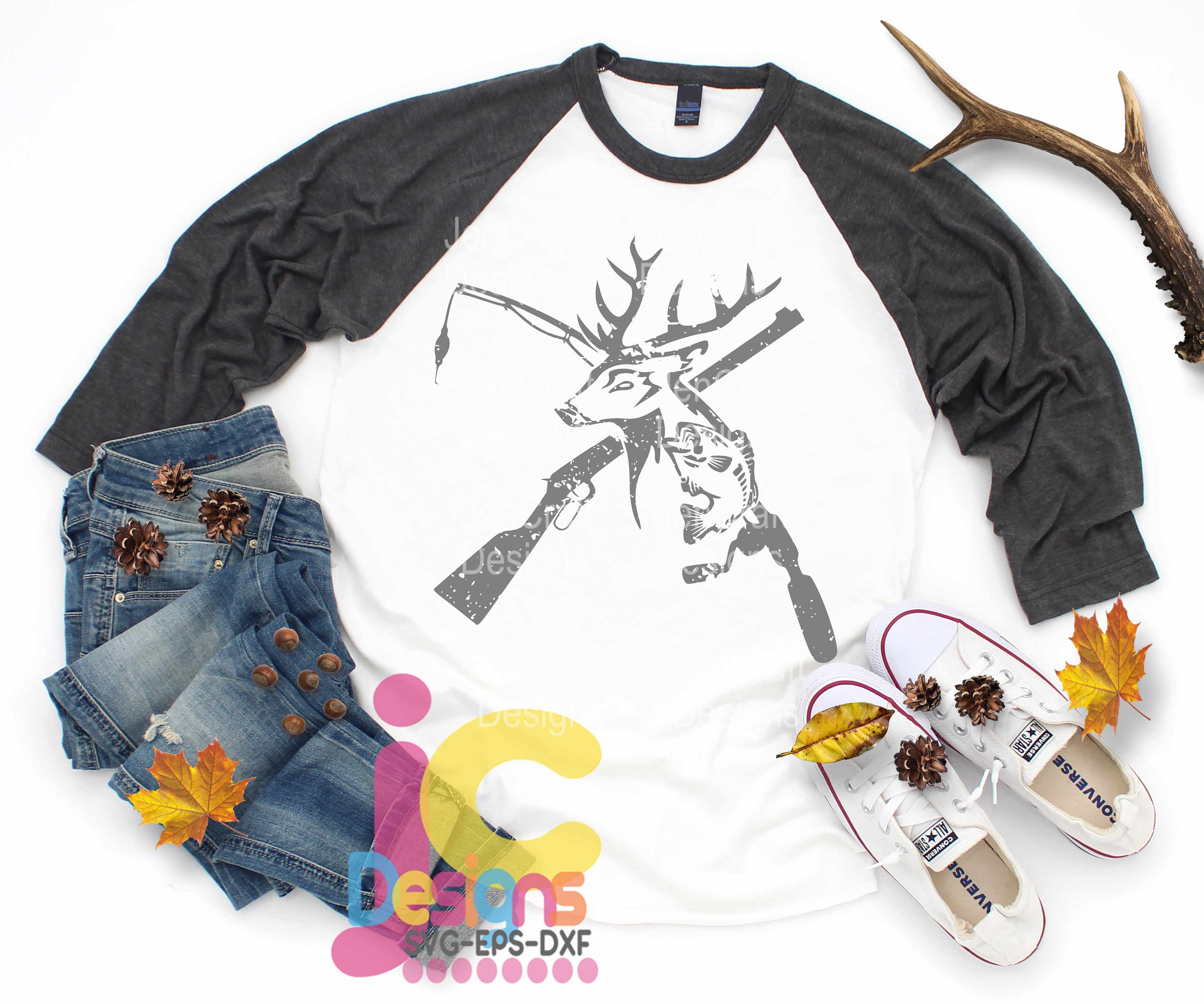 Hunting svg, Distressed Deer Fish, riffle Fishing pole SVG, Fathers Day Grunge Fishing Svg, eps ...