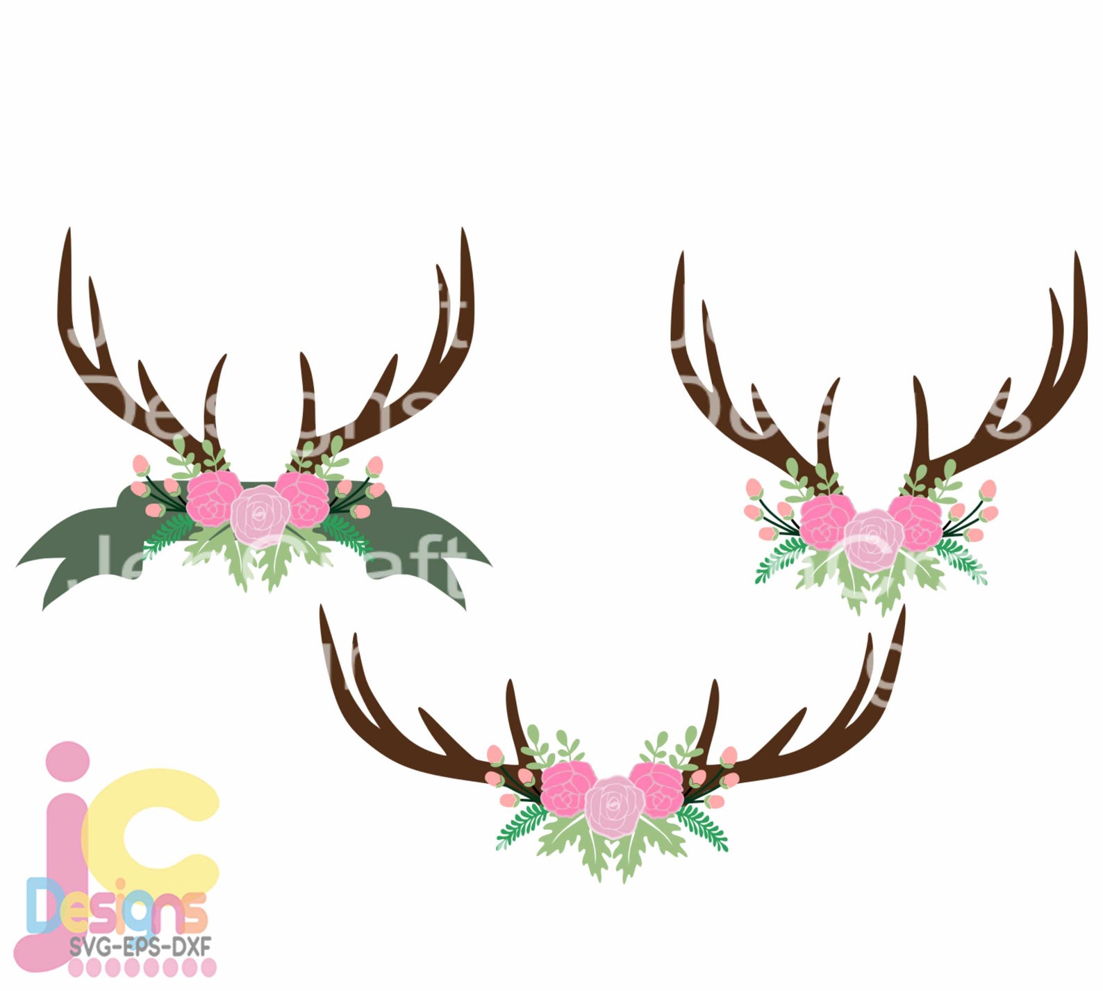 Download Floral Deer Antler svg floral swag svg Hunting svg flower ...