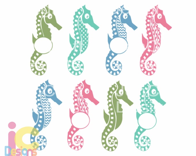 Seahorse svg Summer svg, Pattern Beach Ocean Sealife Monogram SVG, Kids Seahorses SVG Files, Cricut, Silhouette Digital Cut Files