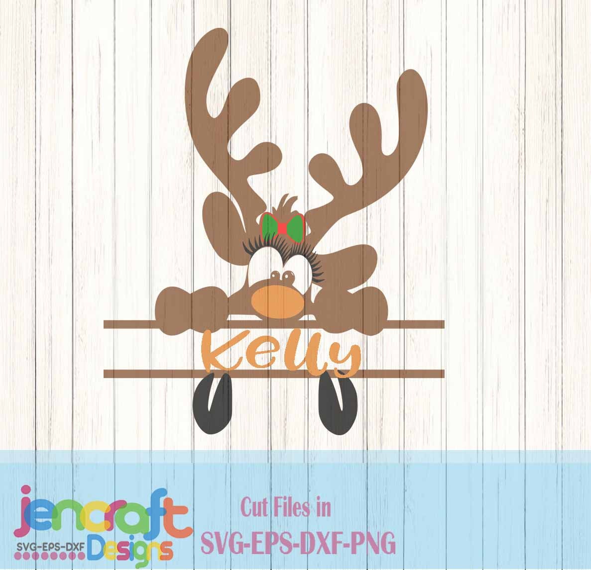 Girl Peeking Split Monogram Svg, Christmas Peeping Reindeer SVG,EPS Png Dxf,digital download ...