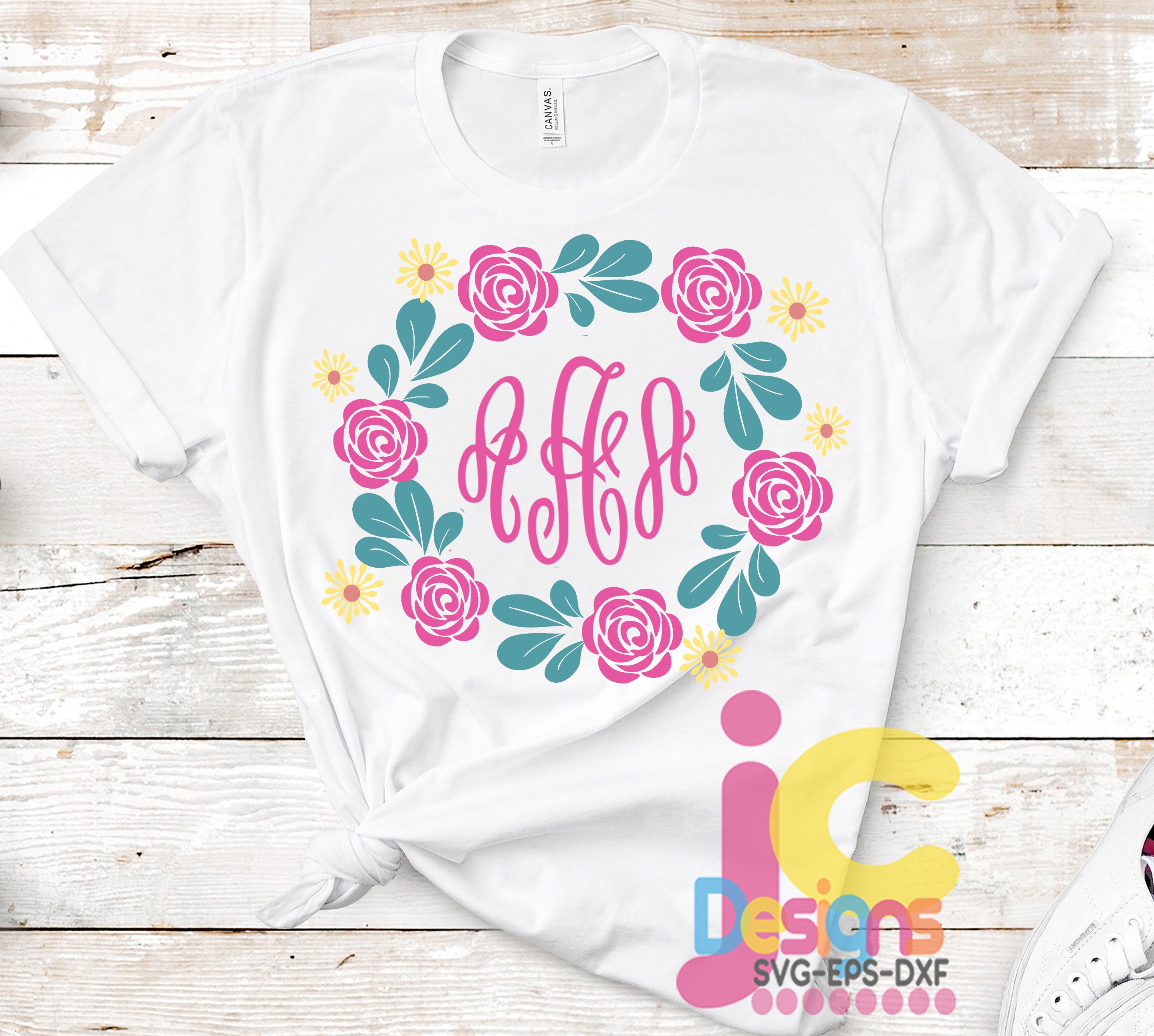 Download Floral svg Wreath Monogram Frame svg Mothers day svg mom svg Birthday SVG, DXF, EPS Png Vector ...