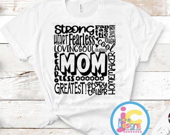 Mom Typography Word Art SVG: Mother's Day Shirt Design (Digital Cut File)