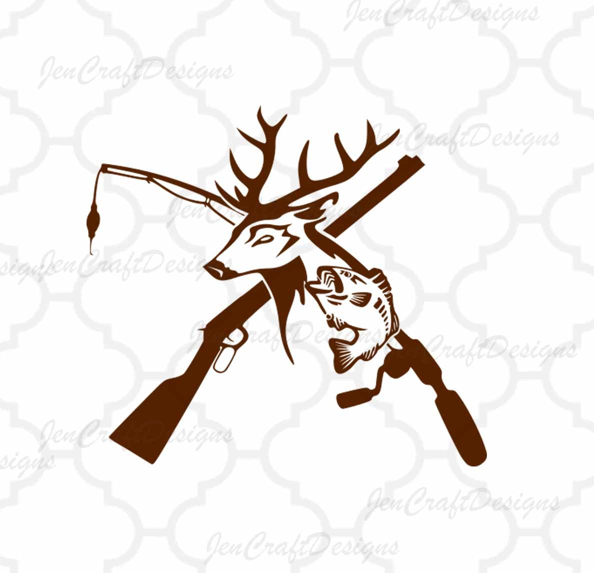 Download Deer and Fish, riffle. Fishing pole SVG, Hunting Svg ...