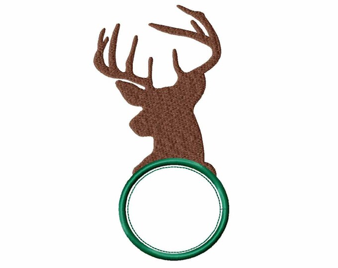 Deer Monogram Embroidery Frame, Machine Embroidery Design, Fall Instant Download digital file in PES, EXP, VIP, Hus, Xxx and Jef