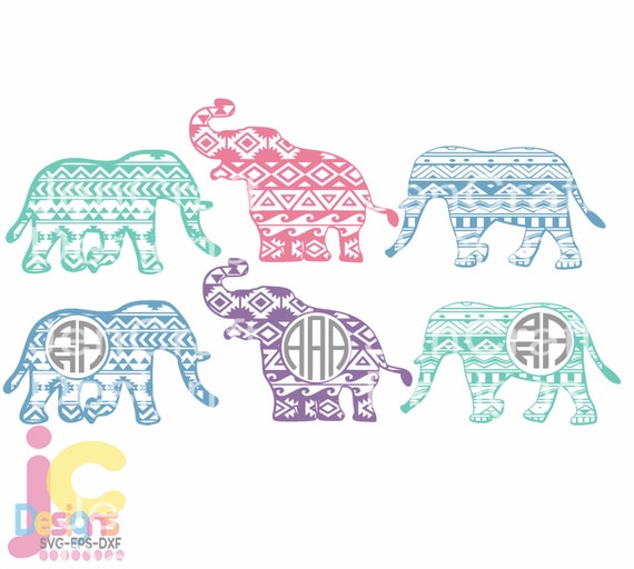 Download Aztec Monogram Elephant Cuttable Design In Svg Dxf Png Ai Pdf Eps Craft Supplies Tools Visual Arts Vadel Com