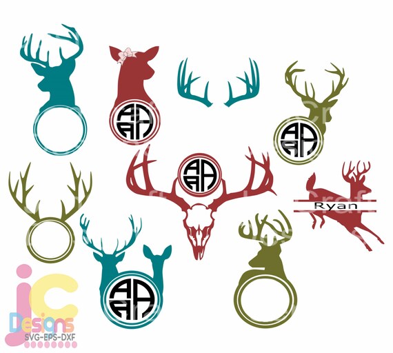 Download Hunting Svg Deer Head Svg Antler Monogram Frame Dad Father Etsy