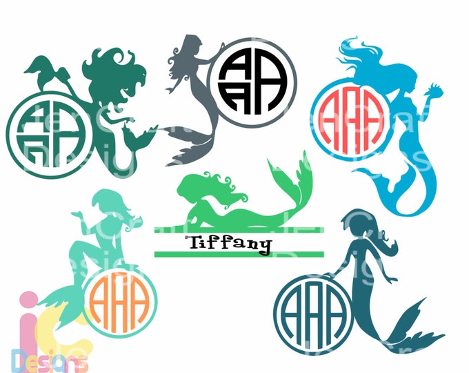 Mermaid Svg, Mermaid Monogram Svg, Mermaid Svg Files, Cute Mermaid Svg, Split Monogram Svg, Round Monogram Svg, Nautical Svg