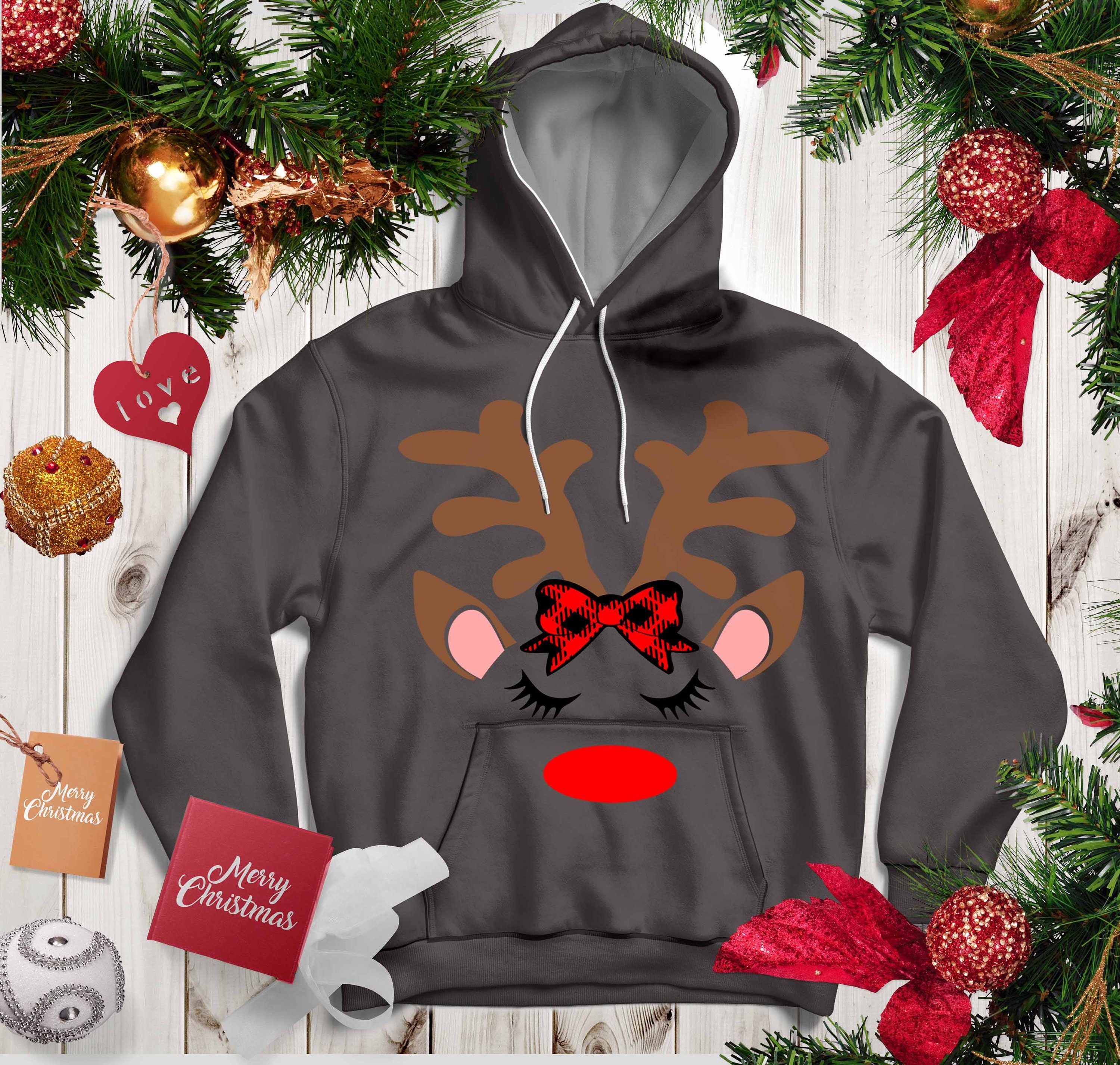 Download Reindeer Face Svg, Bow Reindeer Svg, Reindeer Head Svg, Girl Reindeer Svg, Christmas Girl Design ...