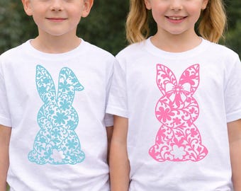 Lace Bunny Trio SVG Bundle, Easter Bunny SVG, Coquette Bunny Png, Bunny Cut File, Cricut Silhouette Dxf Eps Png, 4 Color PNG Set