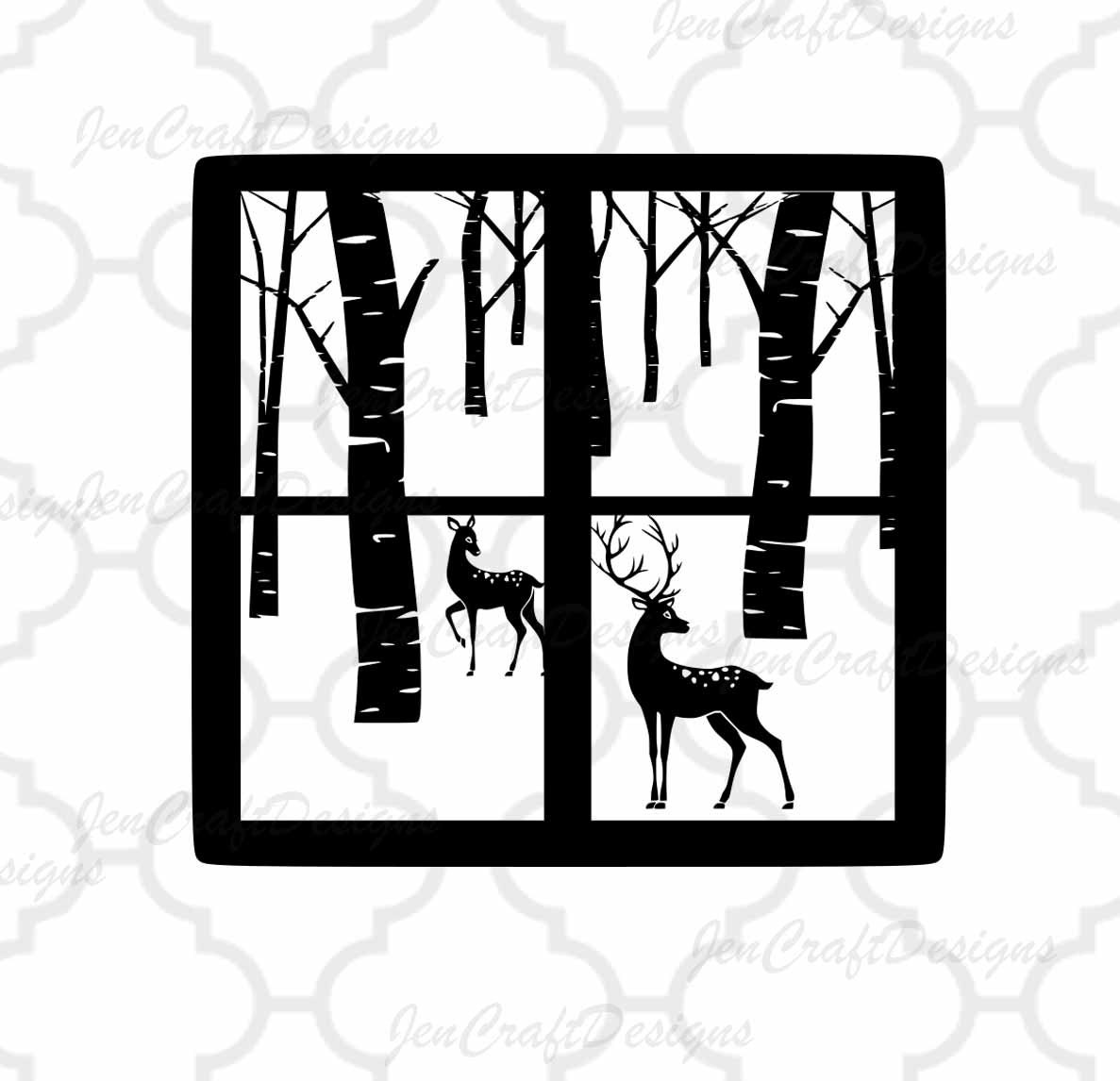 Download Reindeer Svg Christmas Winter Scene svg Glass Block design, woods SVG,EPS Png DXF for Silhouette ...