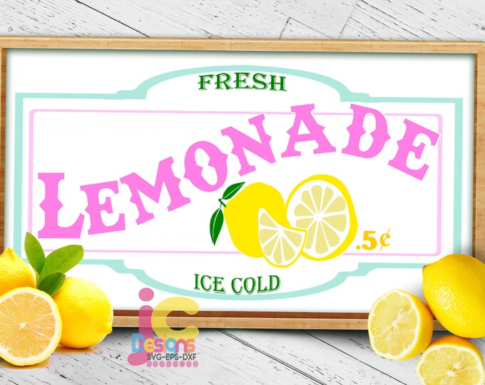 Lemonade SVG,  Lemon Svg, Fresh lemonade stand sign art Cut file Sublimation Print Summer svg Cricut Silhouette SVG Eps Dxf Png
