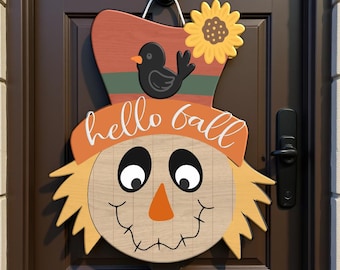 Scarecrow Fall Door Hanger Svg, Fall Welcome Scarecrow Sign Svg, Scarecrow Svg, Glowforge Laser Cut Files, Svg, Eps, Dxf, Png