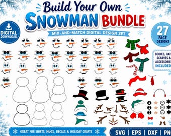 Snowman SVG Kit: Build-a-Snowman Clipart Bundle (Digital Download)