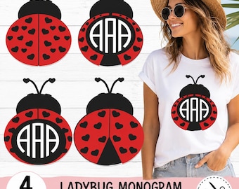 Ladybug svg layered, Lady Bug Cut Files for Cricut Ladybug monogram frame bundle, Love bug Beetle ladybugs clipart svg, eps, dxf, png