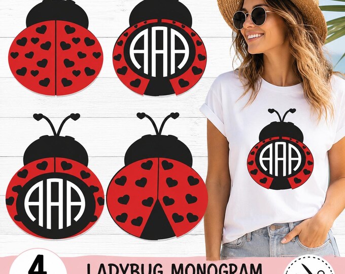 Ladybug svg layered, Lady Bug Cut Files for Cricut Ladybug monogram frame bundle, Love bug Beetle ladybugs clipart svg, eps, dxf, png