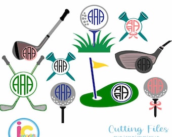 Golf SVG Monogram Golf ball svg, Putter svg, Golf tee svg, Golfing Green svg, Golfing Dad Fathers day svg, DXF, EPS, Png