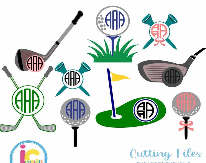 Golf SVG Monogram Golf ball svg, Putter svg, Golf tee svg, Golfing Green svg, Golfing Dad Fathers day svg, DXF, EPS, Png