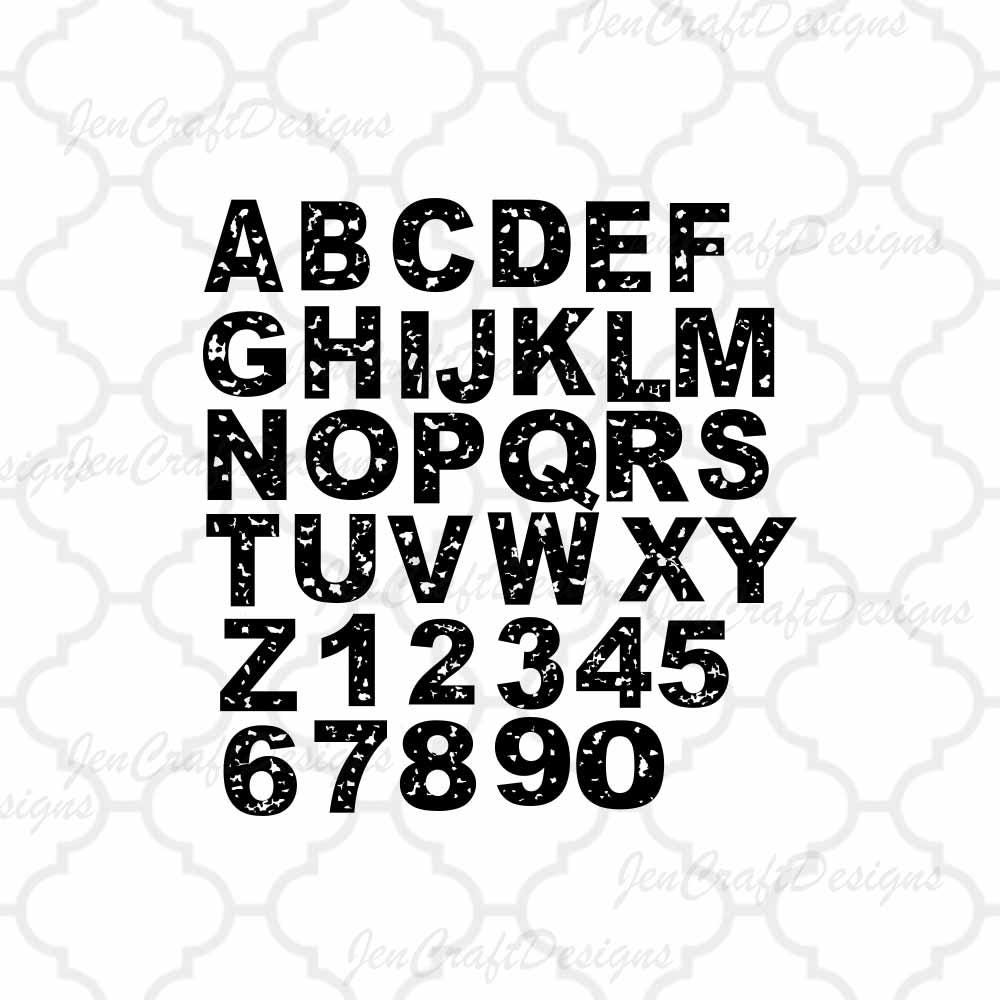 Download Distressed Font Svg Grunge Font Alphabet Svg Vintage Font Svg Monogram Font Numbers Distressed Numbers Svg Cricut Silhouette Eps Dxf