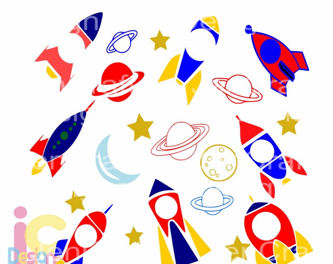 Spaceship svg, Space Rockets SVG Boy Birthday Rocketship Galaxy Monogram Frame SVG, EPS Png Dxf Silhouette Cricut, Clip Art