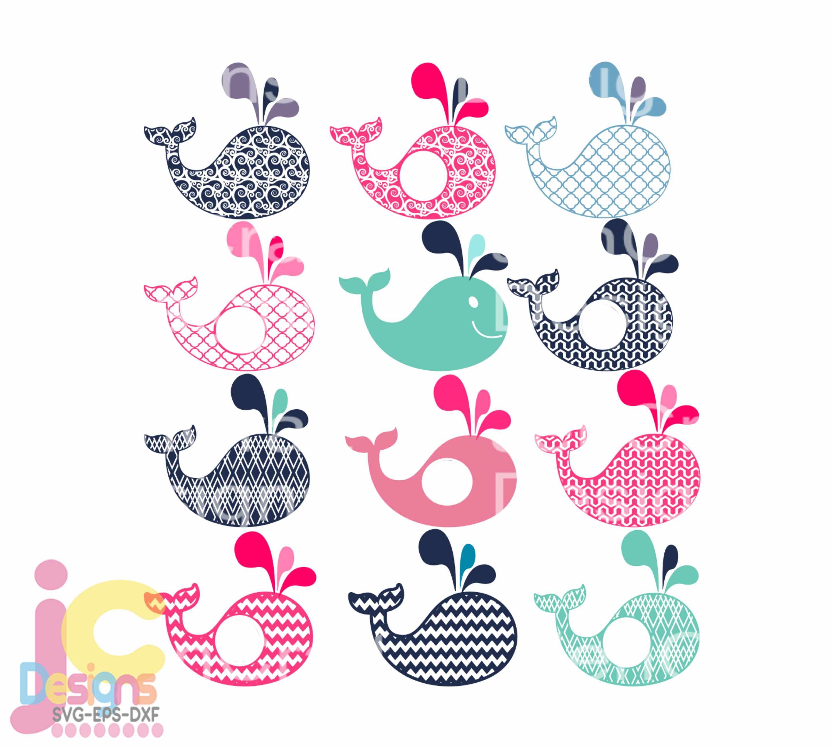 Download Whale Svg Summer Monogram Frame Svg Fish Svg Kids Baby Beach Etsy