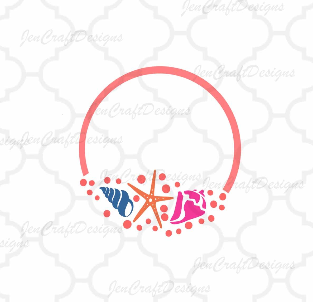 Shell Wreath- Machine Embroidery File design seahsell monogram Frame Instant download 8 x 8 inch hoop