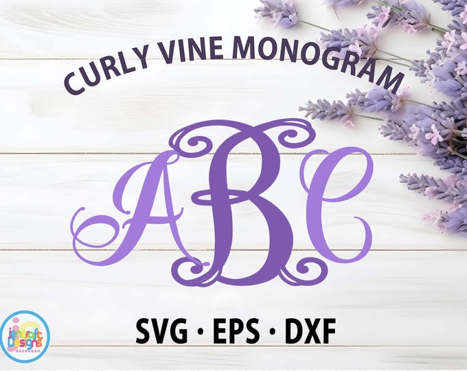 Exclusive Curly Interlocking Bold Fancy Monogram Svg, Bold Vine alphabet svg, eps, dxf cut file font for cricut, silhouette