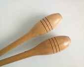 Pair of Vintage Wooden Indian Clubs - Soviet Juggling Clubs - Vintage Gymnastic Equipment - Juggling Pins - Exercise Workout Pins