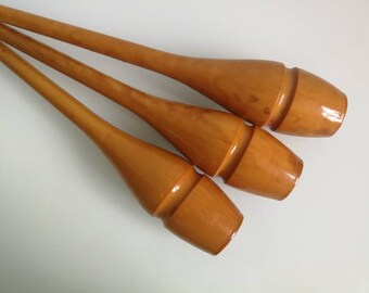Vintage Wooden Striped Juggling Gymnastics Calisthenics Clubs Pins