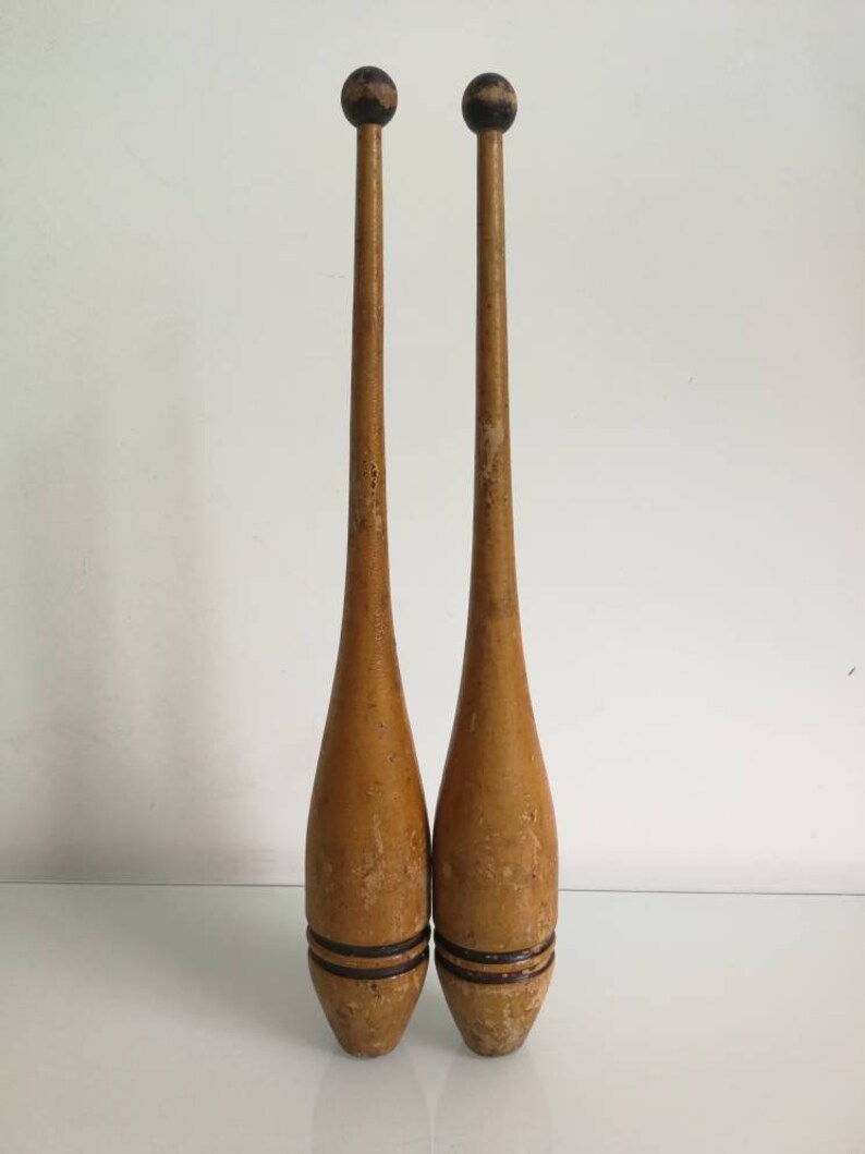 Pair of Vintage Wooden Indian Clubs Soviet Juggling Clubs Etsy