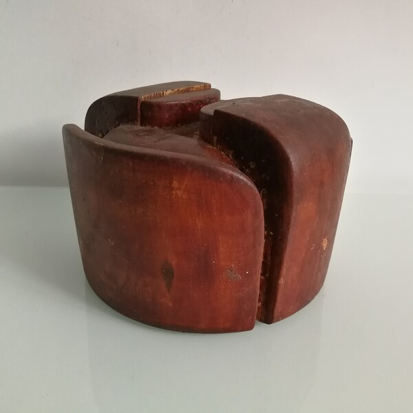 Wooden Hat Mold - Puzzle Block Hat - Mans Hat Form - Soviet Hatmakers Tool - Man Hat Shape -Millinary Supply