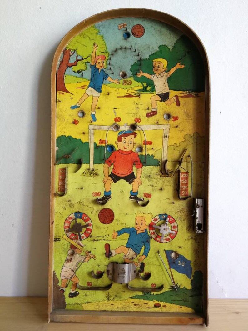 Soviet Pinball Game Board from 60s Vintage Wooden Pinball Etsy
