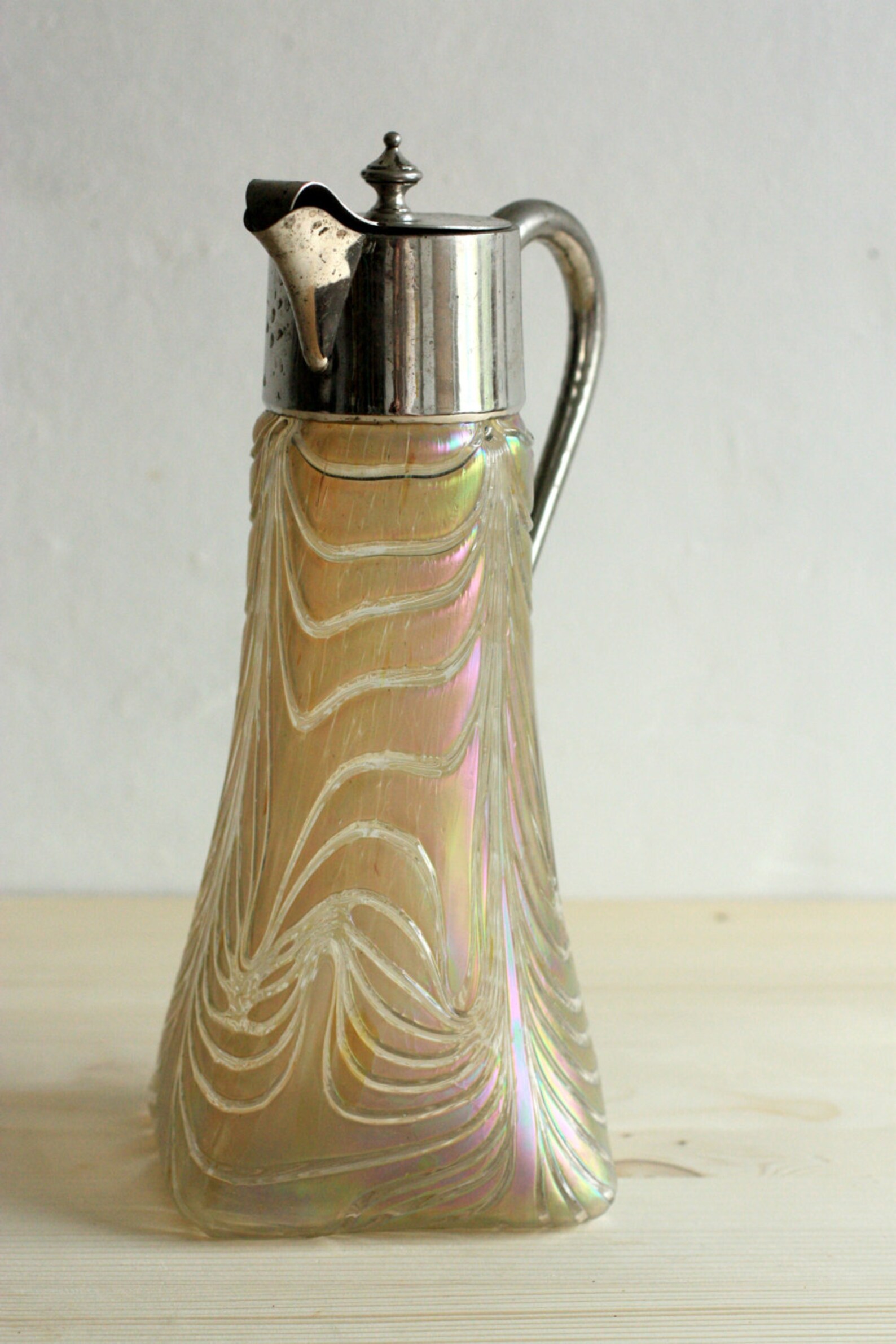 Iridescent Art Glass Pitcher Art Nouveau Iridescent Glass Etsy