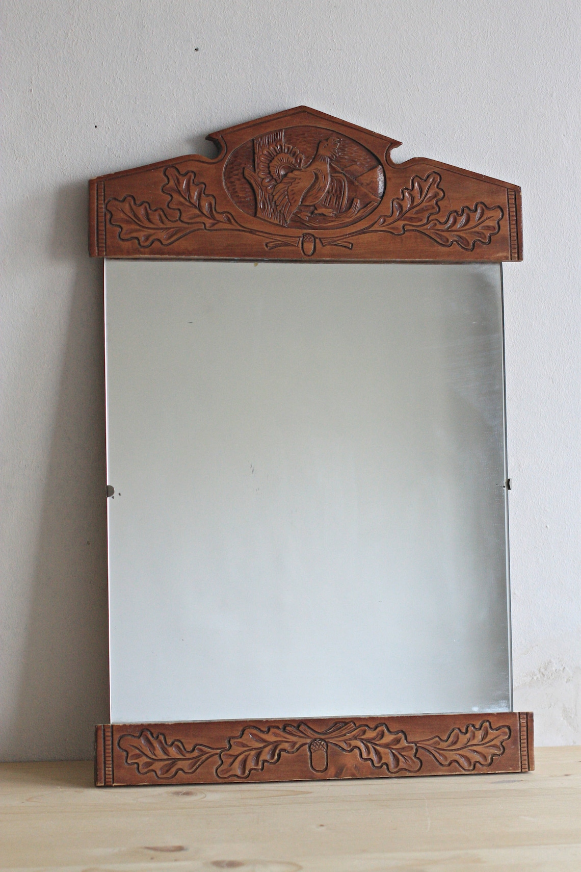 Wooden Carved Wall Mirror Frame Soviet Rustic Wall Decor Etsy