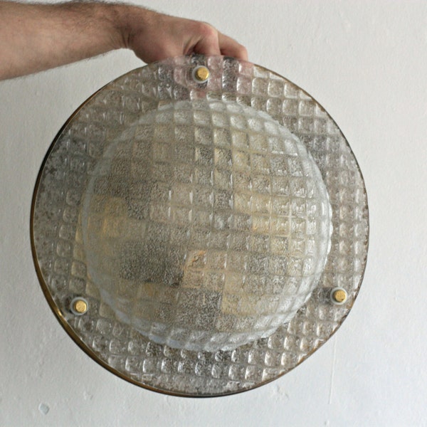 Vintage Glass Lighting - Vintage Ceiling Glass Lamp - Glass Chandelier - Mid Century Lighting