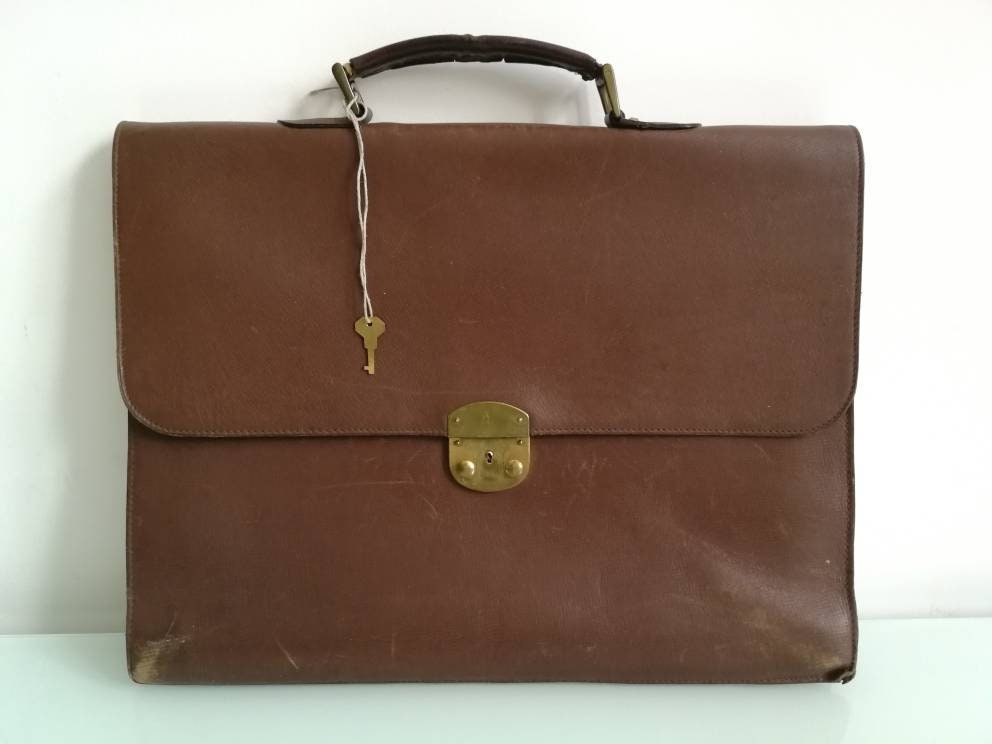 Vintage Brown Leather Suitcase Soviet Travel Bag Vintage | Etsy