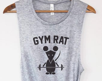 Gym Rat Muscle Tank - Chemise d'entraînement pour les amateurs de fitness, les culturistes, les haltérophiles et les femmes fortes - Gym Girl Tank To