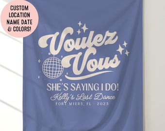 Disco vrijgezellenbanner – Voulez Vous She's Saying I Do – Retro Girls Trip Party Decor