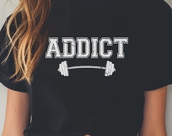 Gym Addict Cropped Tee, Women's Workout Shirt, Gym Crop Top for Women