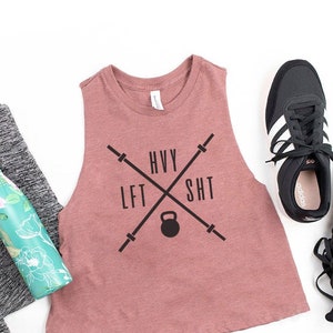 LFT HVY SHT Workout crop top | Lifting shirt | Funny gym shirts | Workout shirts for women | Weightlifting shirt | Fitness clothes