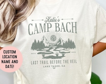 Camiseta de despedida de soltera en campamento - Camiseta de fiesta en Lake Bach - Camiseta de fin de semana de chicas para viaje en cabaña - Regalos de despedida de soltera en la montaña para novias y escuadrones