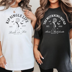 Camisetas de despedida de soltera de Halloween – Camisetas de despedida de soltera y de luto – Colores de brujas para la fiesta de la novia – Nombre, fecha y lugar personalizados