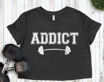 Gym Addict funny gym crop, women's cropped tee, gym crop, funny workout shirt, gym tee for women